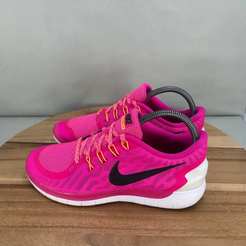 Nike Free 5.0 Pink Pow Black Running Shoes 724383-600 Women Size 8.5 Lightweight